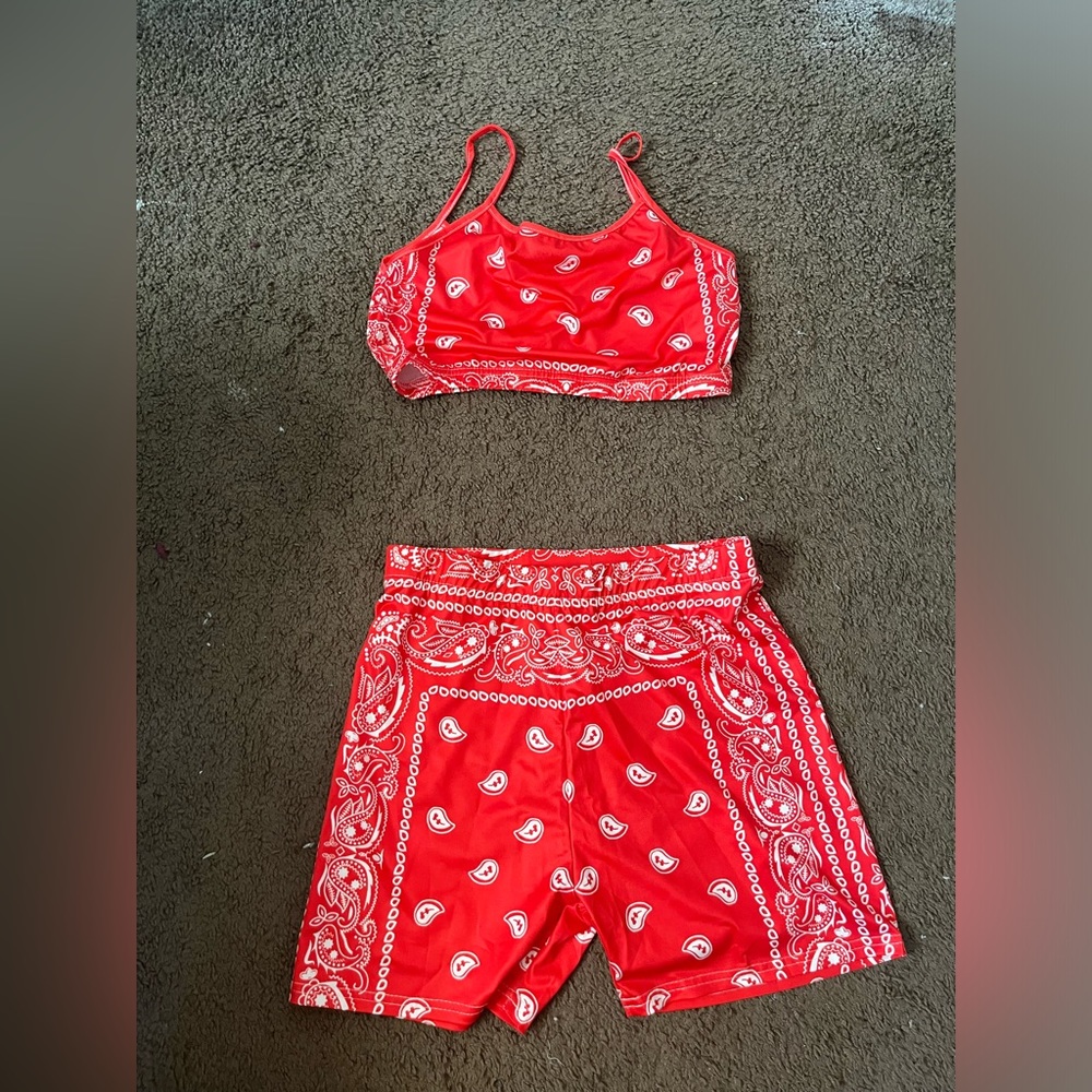 Red bandana two piece.